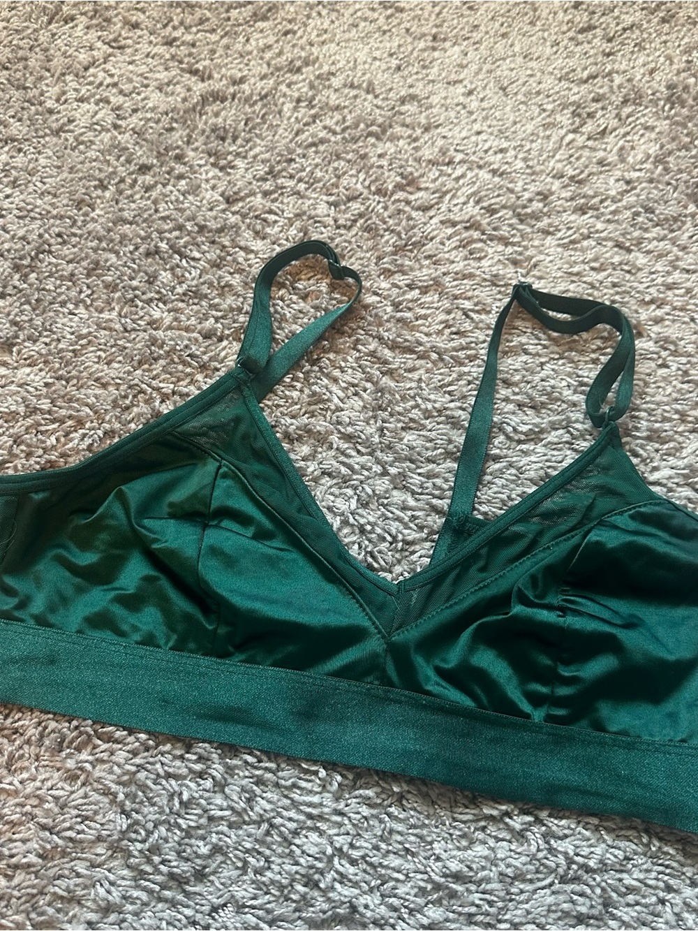 Auden Satin Bralette in Emerald Green